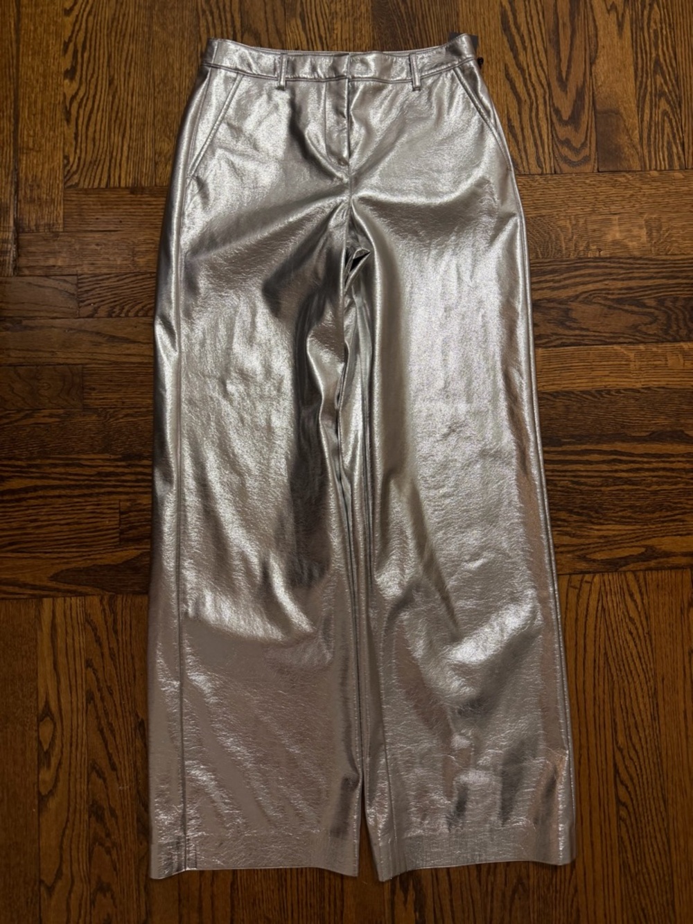 Kenneth Cole Silver Metallic Wide-Leg Pants
